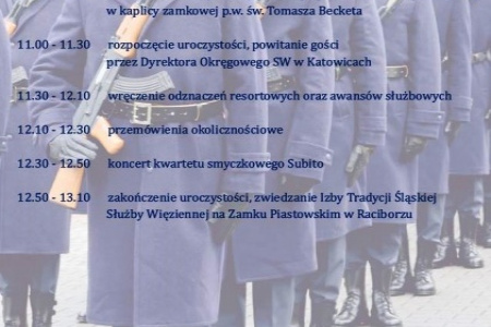 Wojewódzkie obchody Święta Służby Więziennej już w piątek na Zamku Piastowskim - 99 rocznica!