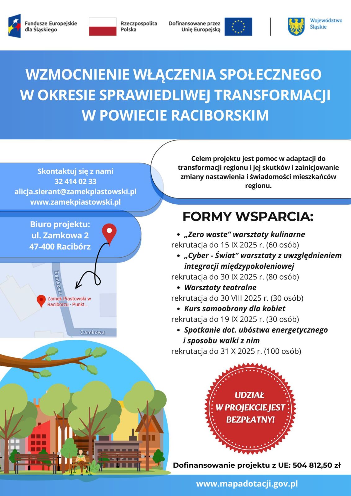 Plakat Wzmocnienie włączenia społecznego w powiecie raciborskim