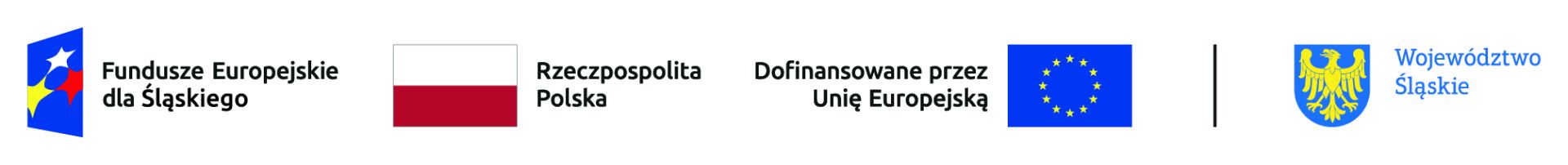 Loga: Fundusze Europejskie dla Śląskiego, Rzeczpospolita Polska, Dofinansowane przez Unię Europejską oraz Wojew&oacute;dztwo Śląskie