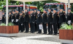 Strażacy Powiatu Raciborskiego świętowali na dziedzińcu Zamku Piastowskiego w Raciborzu (1)