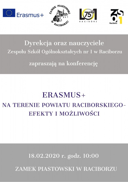 ERASMUS+ na terenie Powiatu Raciborskiego - efekty i możliwości. Konferencja niebawem na ZP