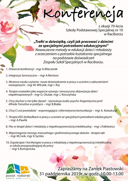 Konferencja z okazji 70-lecia Szkoły Podstawowej Specjalnej nr 10 w Raciborzu